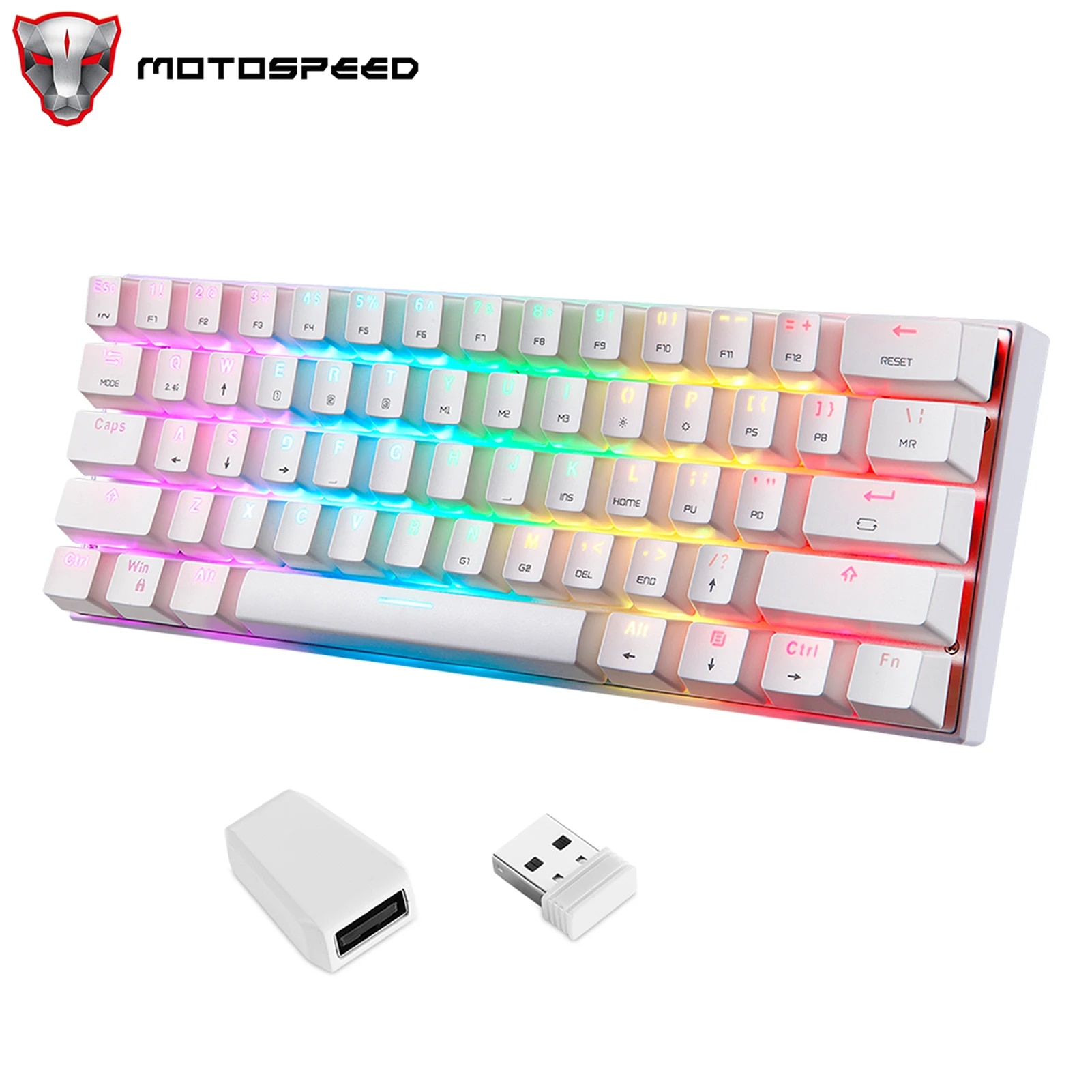 Motospeed SK62 BT Wireless Gaming Mechanical Keyboard 61 Keys RGB Backlight Red Switch Macro Drive For Laptop PC
