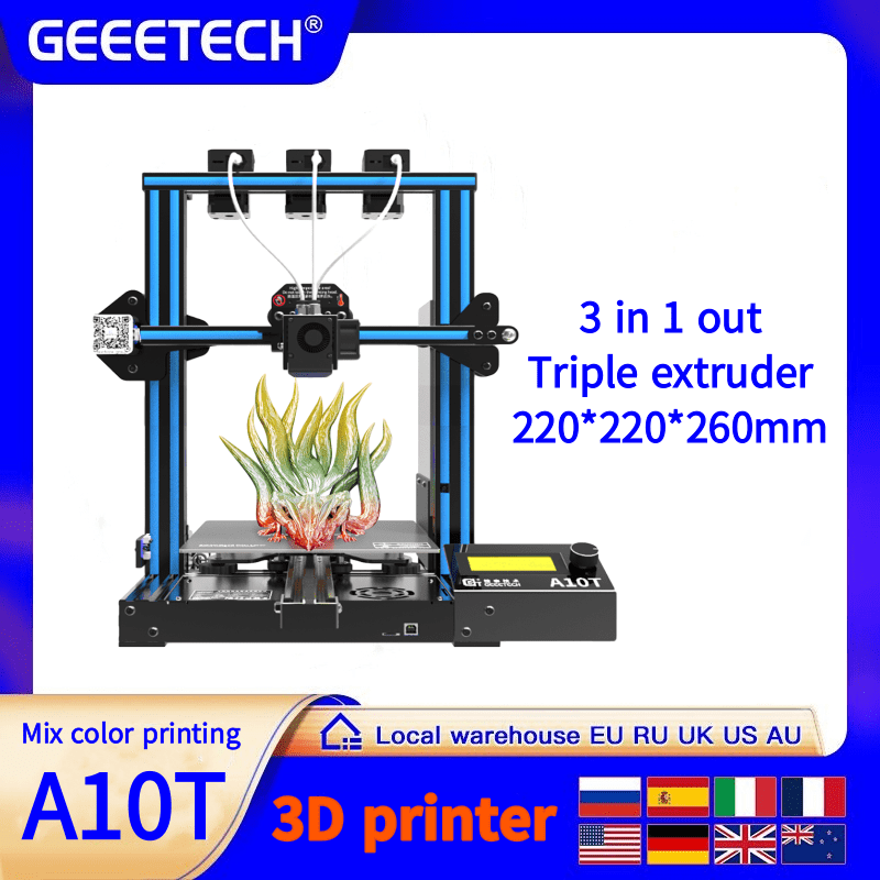 FDM 3D Printer Geeetech Upgrated Version A20T A10T A10M Mizar M 3D Printer Dual Triple Color Mixing, High precision 3d printing. 
