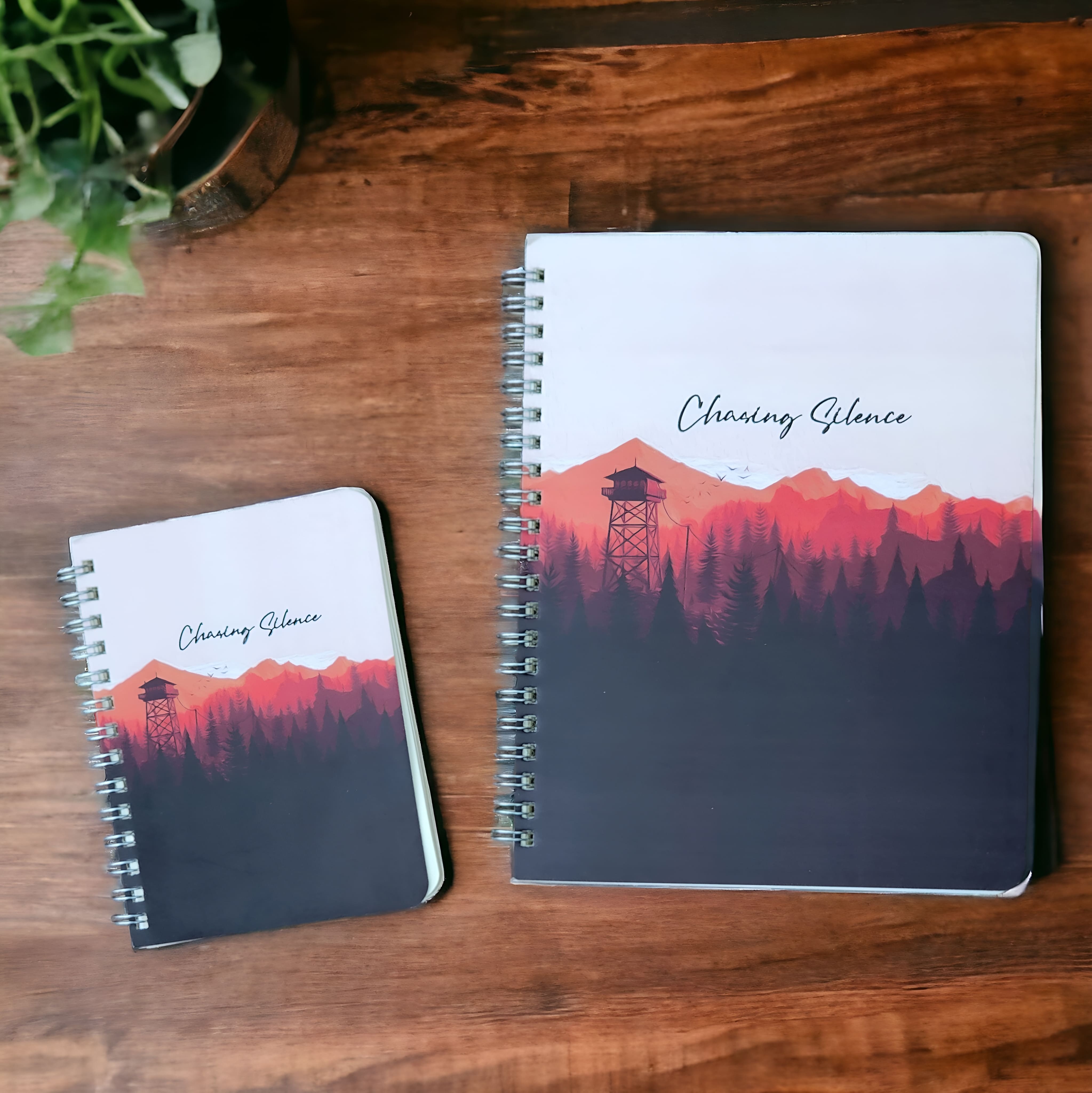 Spiral Notebook - Chasing Silence - Anime Mountain Background - Blank Paper - Hard Cover Journal Notebook -. 