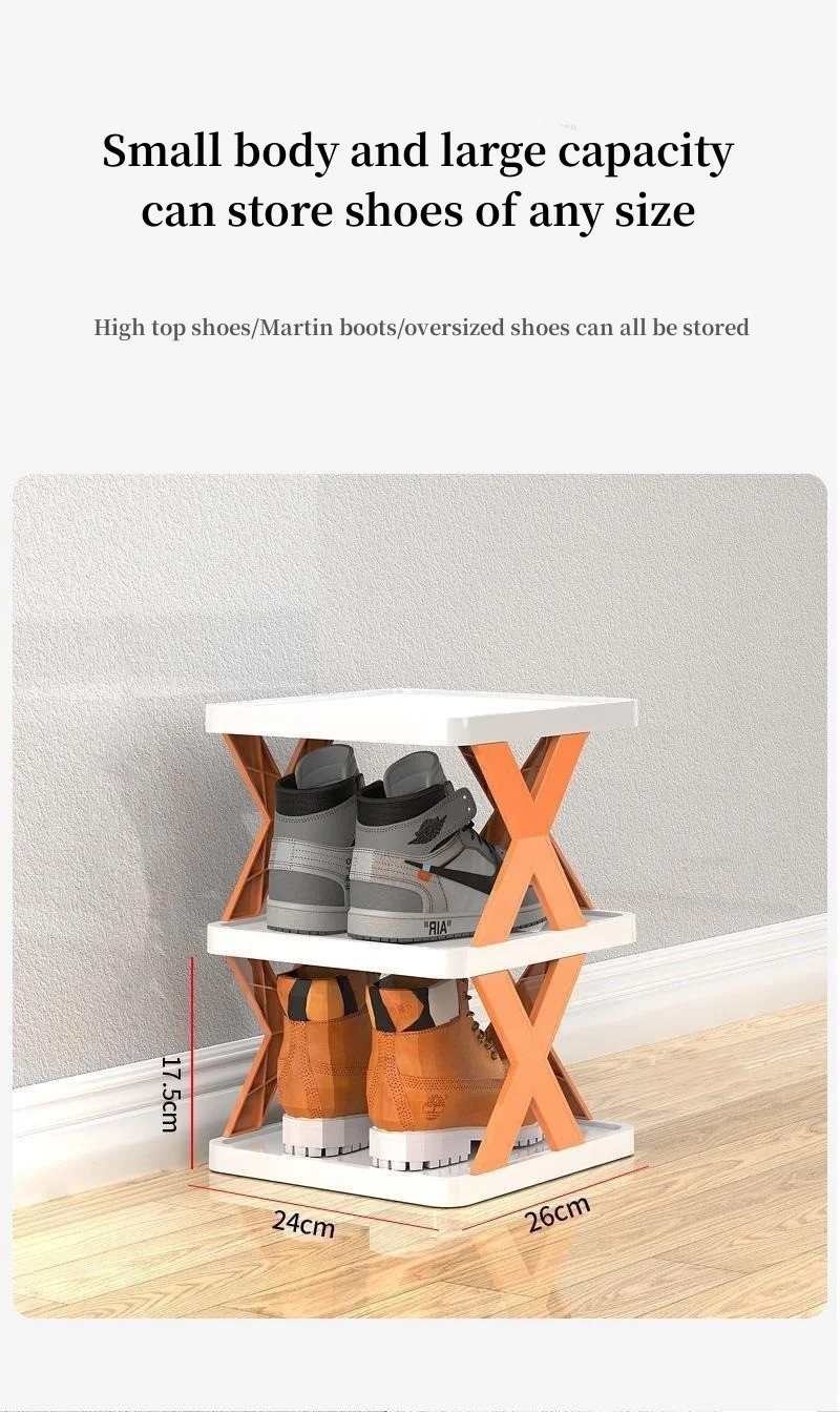 5-Tier Plastic Shoe Rack: Adjustable Folding Organizer for Closets and Bedrooms. 