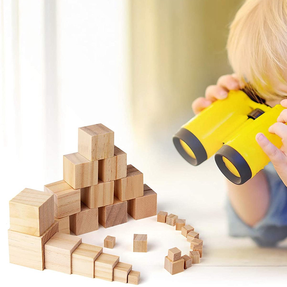 50Pcs Wood Square Square Blank Wood Blocks for Puzzle Making, Crafts, and DIY Projects