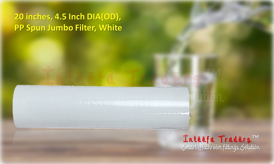 20 Inch 5 Micron PP Cotton Filter Jumbo Spun Filter Cartridge Size 4.5 Inch DIA 20" PP Sediment Filter Cartridge For Reverse Osmosis Commercial Water Purifier Pre-filter-Pack of 1 - Water Jar. 
