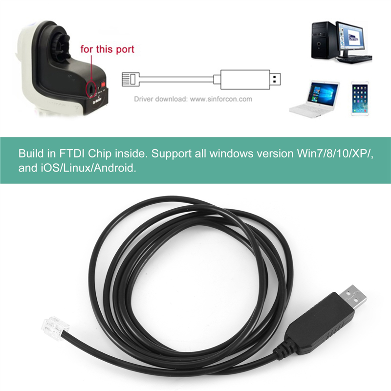 USB To Rj11 Rj12 6P4C Adapter Serial Control Cable EQMOD Cable,1.8M. 