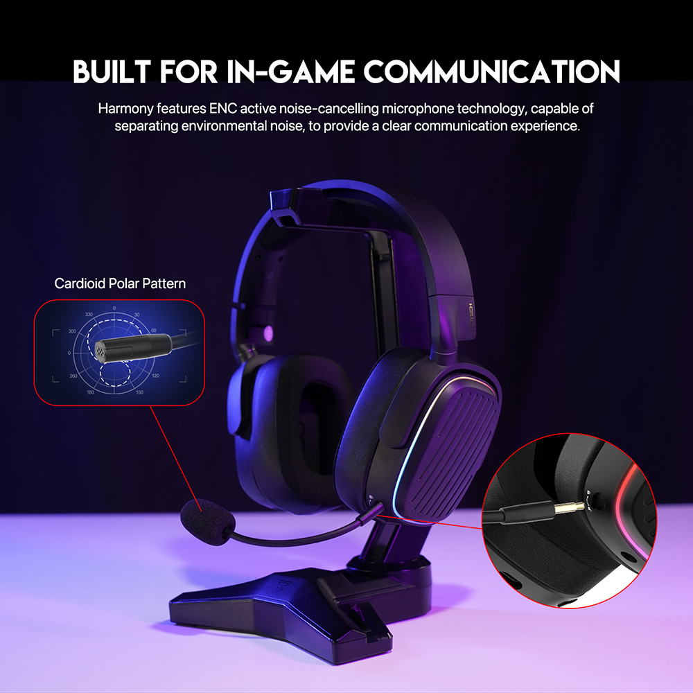 FANTECH WHG02 Harmony Wireless Headset Tri-mode Connections With Noise Cancellation & Mute Buttons Microphone Headphones. 