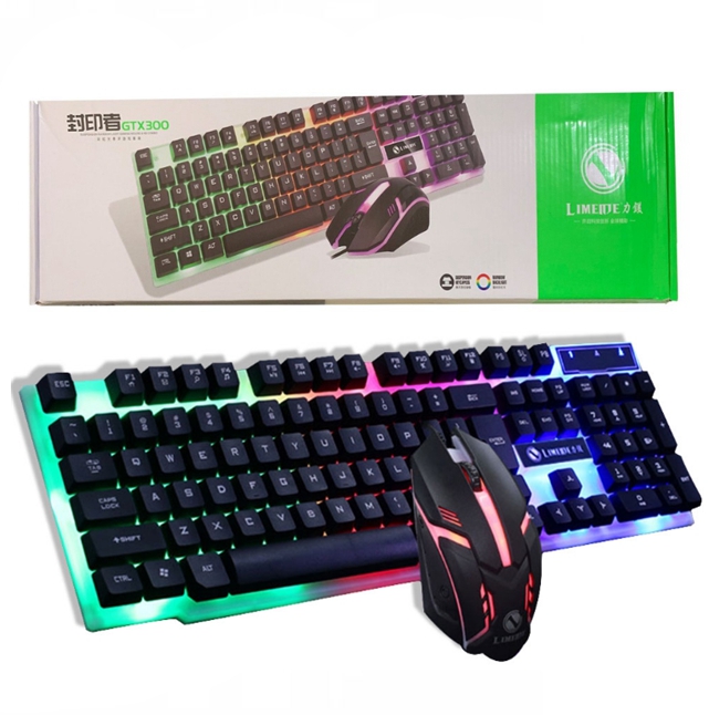 GTX300 Colorful LED Backlight Ergonomic Gaming Keyboard and Mouse for PC Laptop. 