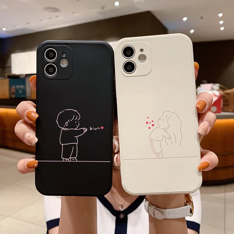 cute Display Affection Couple Mobile Phone Cases for Iphone 14 Plus 11 Xs Xr Pro Max 13 12 Mini Shockproof Protector Soft Cover