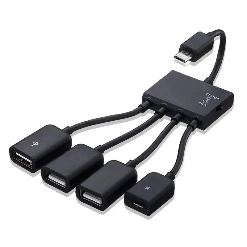 High Speed 4 Port Hub Adapter Cable Micro Usb To 2 Otg Portable 4in1 4 Port Hub For Tablet Android Phone Converter Multifunction. 