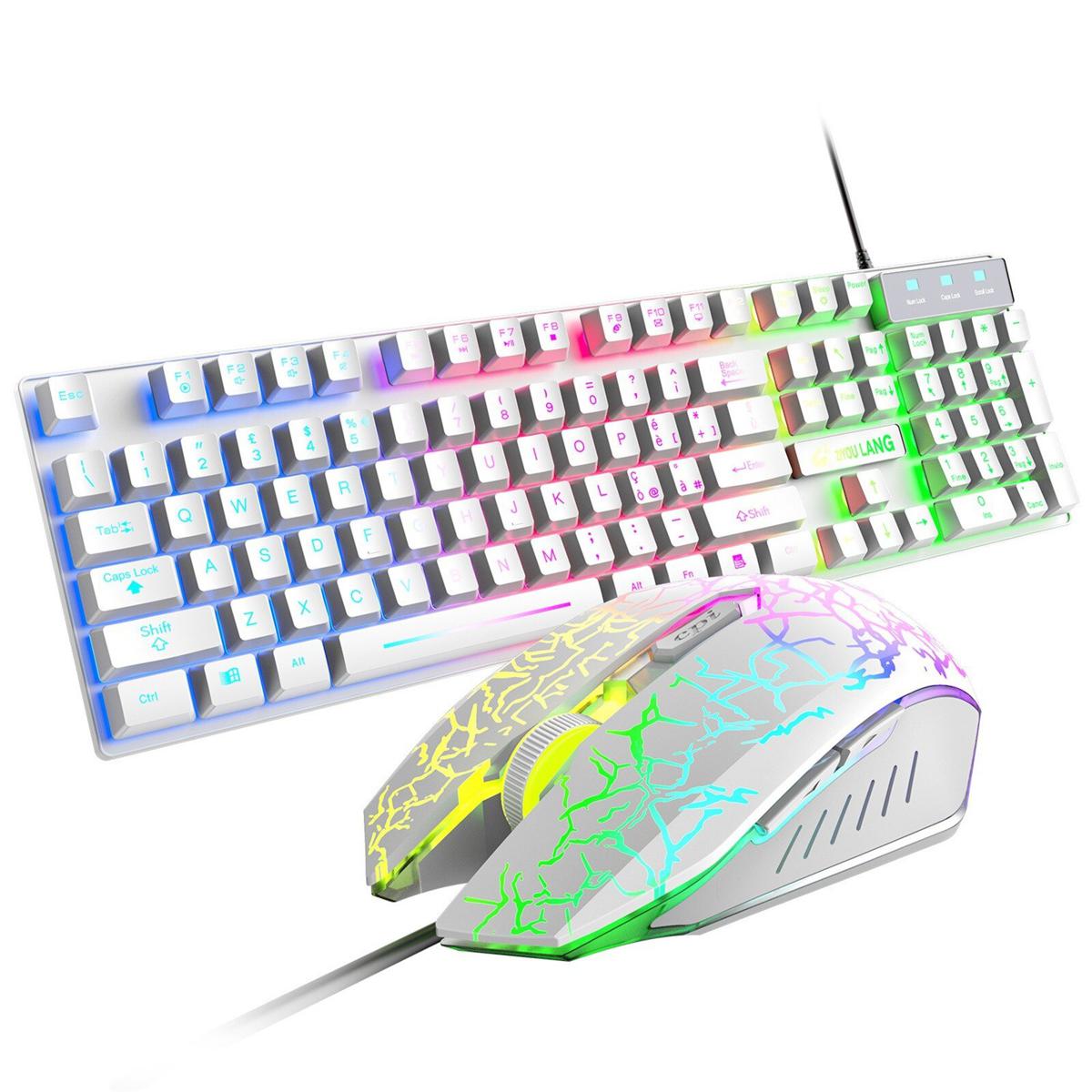 T13 Italian Layout Keyboard Mouse Set Rainbow Hybrid Light USB Wired Ergonomic 104Keys Gaming Keyboards Mice Teclado Mecánico