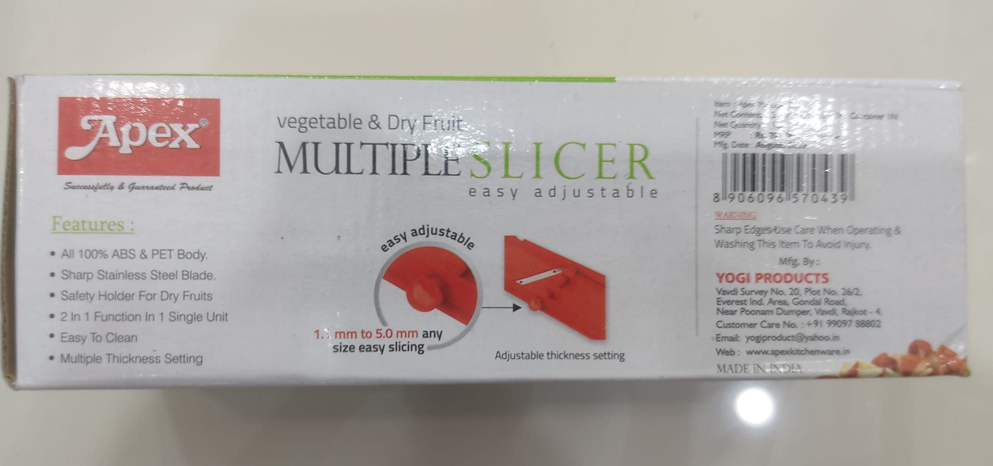 Apex Plastic Multiple Slicer, easy adjustble vegetable & dry fruit cutter-Red. 