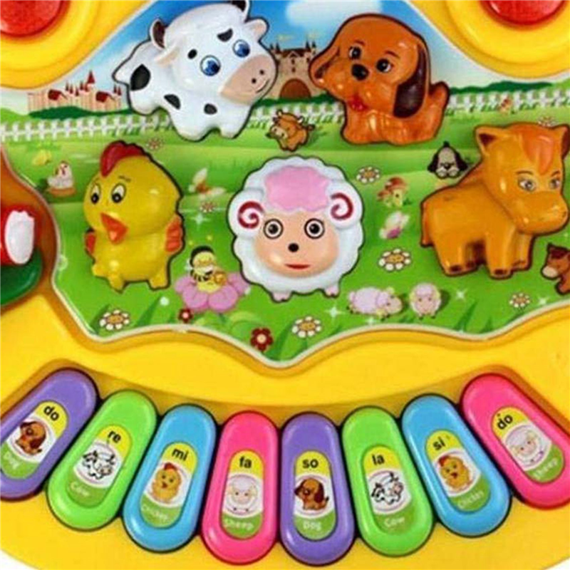 TWEXQNY 2X Early Education 1 Year Olds Baby Toy Animal Farm Piano Music Developmental Toys Baby Musical Instrument(Yellow)