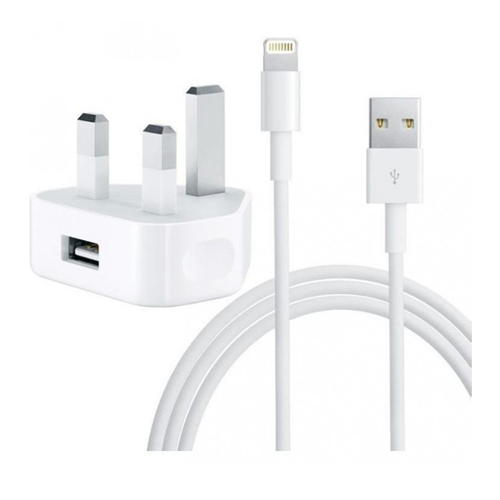Applle 5W USB Power Adapter with cable 3 pin for iPhone X,8, 7, 7 Plus, 6, 6s, 6plus, 5, 5c, 7s, SE, iPad, iPod. 