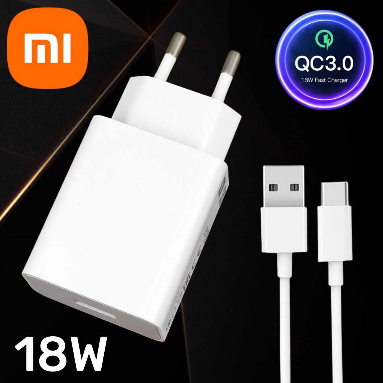Redmi Note 9 Pro Charger Original XiaoMi 18W QC 3.0 Fast EU Charging Wall Adapter For Mi 9 Se 8 6 RedMi Note 8 9 10 Usb Type C