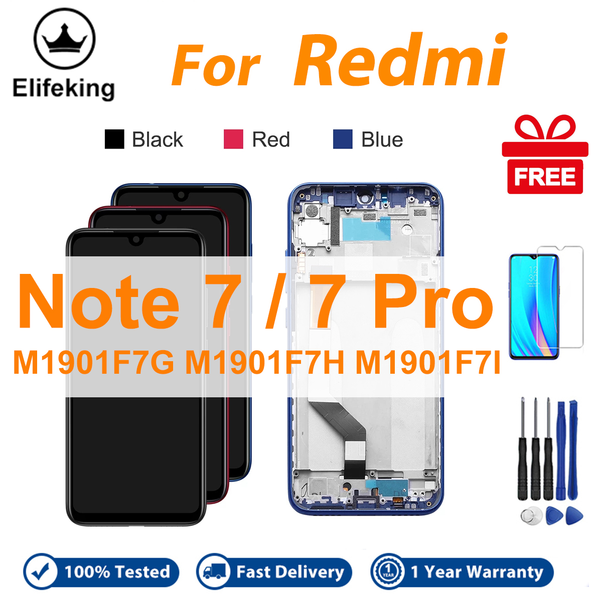 LCD With Frame For Xiaomi Redmi Note 7 Note 7 Pro Display Touch Screen Digitizer Assembly Replacement Parts M1901F7G