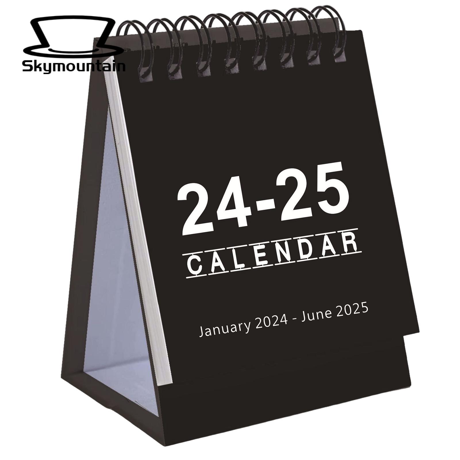 Smooth Page Turn Desk Calendar Small Desk Calendar 18 Month Jan 2024 to June 2025 Twin-wire Binding Home Office School Portable Desktop Calendar Mini Desk Calendar. 
