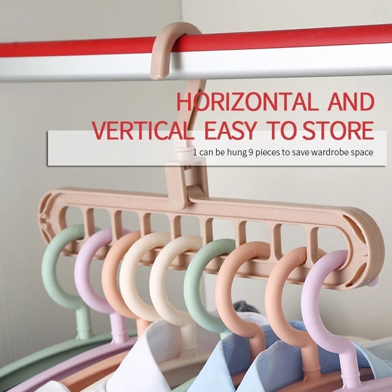 360 Rotating Multi-function Magic Hanger Nine-hole Folding Hanger Wardrobe Drying Racks Cloth Hangers Organizer Home Storage. 