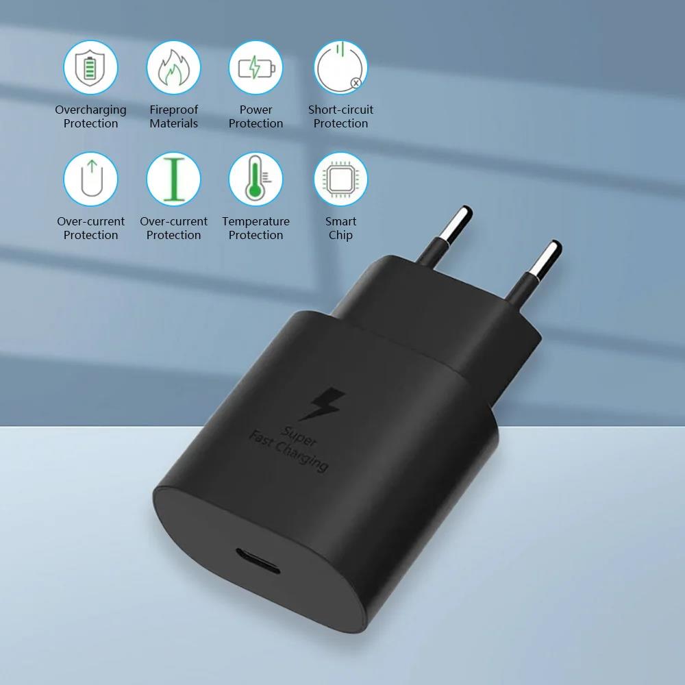 PD 25W Charger For Samsung Galaxy A55 A35 A25 A15 A54 A34 A24 A14 A13 A53 A33 A52 A51 A50 A04S Super Fast Charging Wall Adapter. 