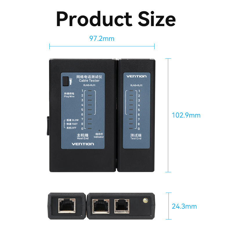 Vention Network Ethernet Cable Tester for LAN RJ45 Cat5e Cat6 Cat6a Cat7 UTP/Shielded Cable and RJ11 RJ12 Patch Cord Test Tool. 