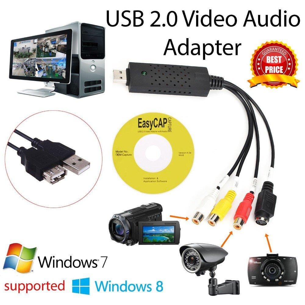 EasyCap USB 2.0 Capture Card Video TV DVD VHS Audio Capture Card 3 in 1 VHS to DVD Adapter Converter PC PS3 Xbox for Win 7 8 32 64. 