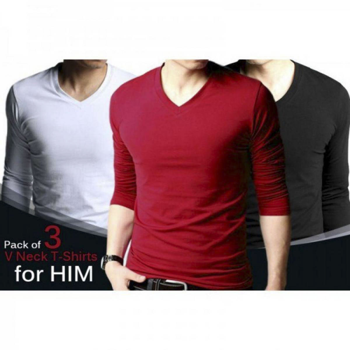 v neck full sleeve t shirts combo