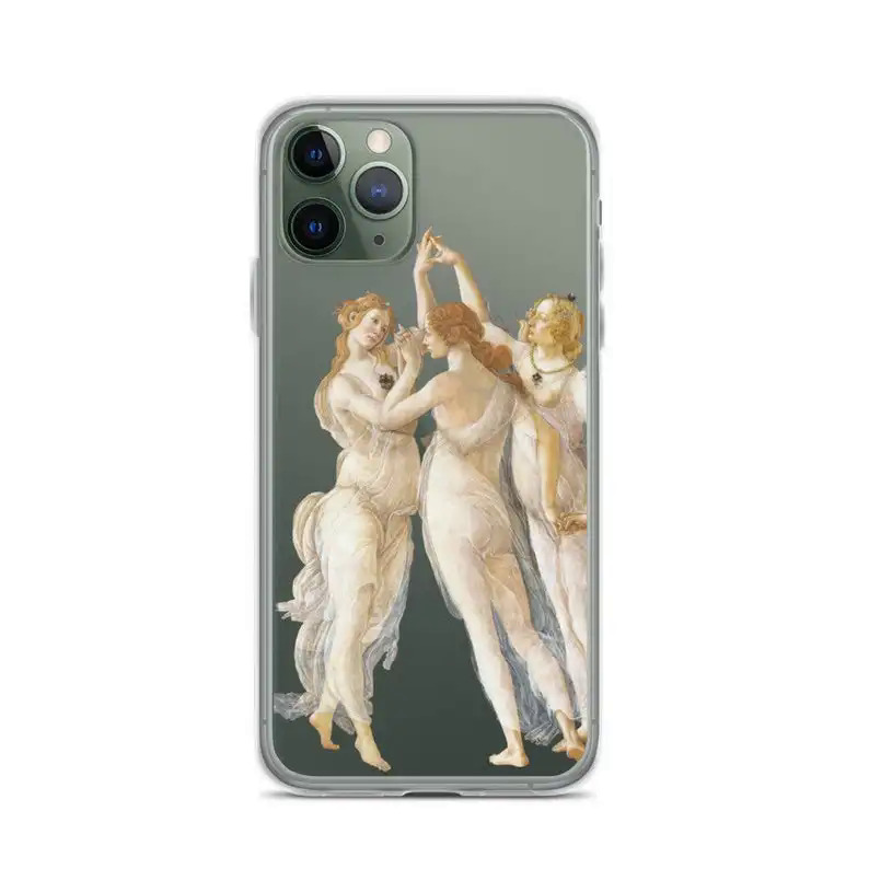 【Emotion HENG】Renaissance transparent art lover phone case for iPhone 14 13 12 11 pro Max Xs XR 7 8 plus bottcelli primevera TPU back cover