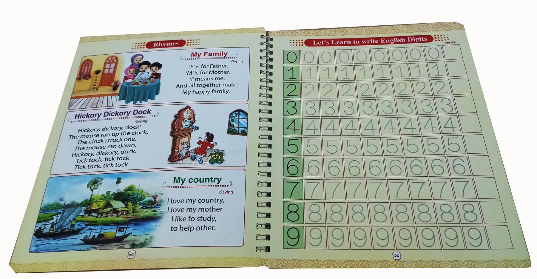 Kids Magic Handwriting Practice Book With 1 Pen And 5 Refill Nibs - All in One ( Arabic, Bangla, English, Math). 
