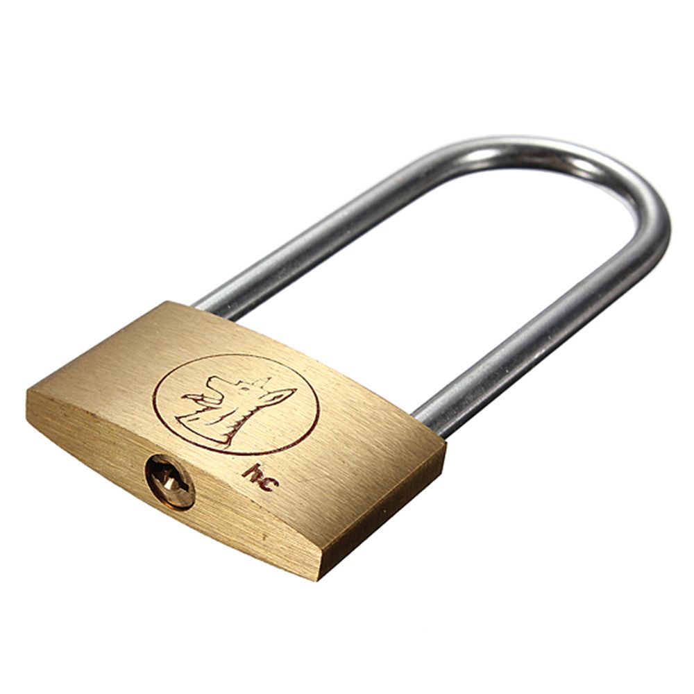 New Brass Padlock Long Shackle Travel Luggage/Suitcase/Gate Lock Security 3 Keys. 