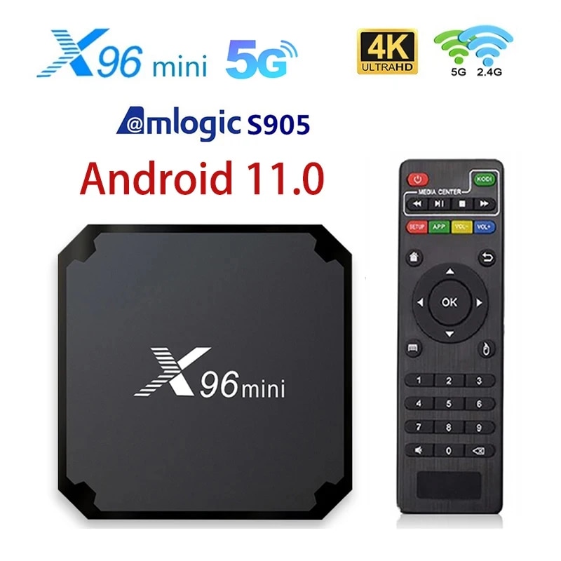 X96 Mini Smart TV Box Android 11.0 Amlogic S905W Quad Core 2GB+16GB Media Player 2.4G/5G Wifi X96mini 4K Set Top Box TV Receiver