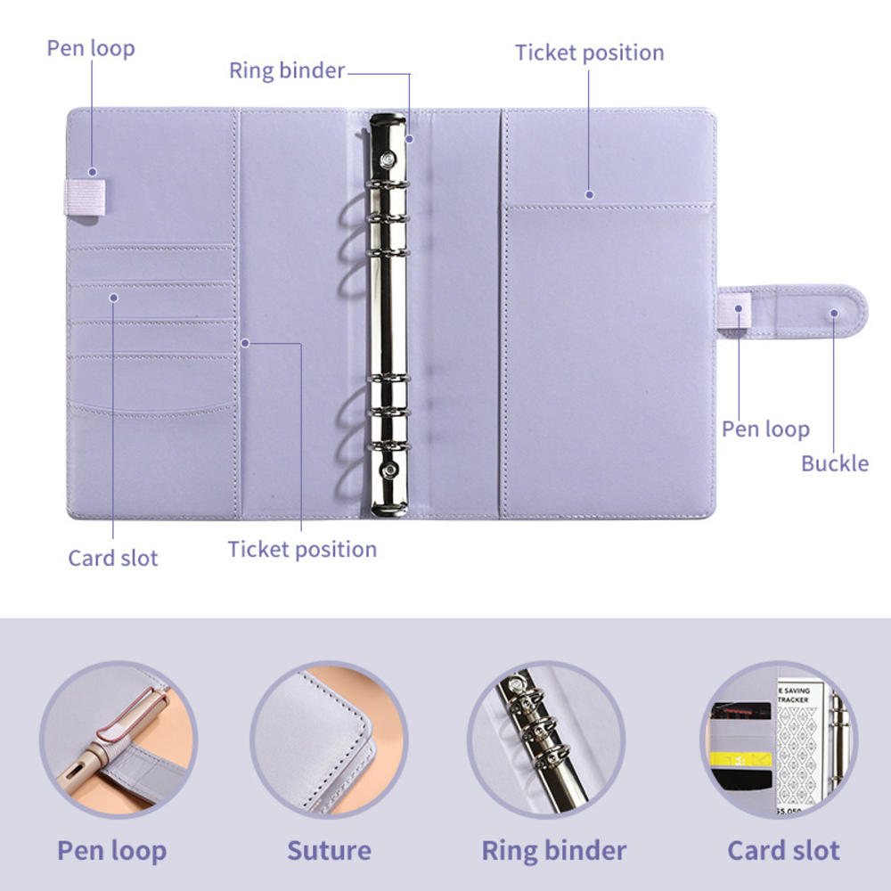 23.5*17.7CM Envelope challenge binder Innovative PU 100 Envelope Challenge Budget binder for Personal finance management Saving for a specific goal Family budgeting