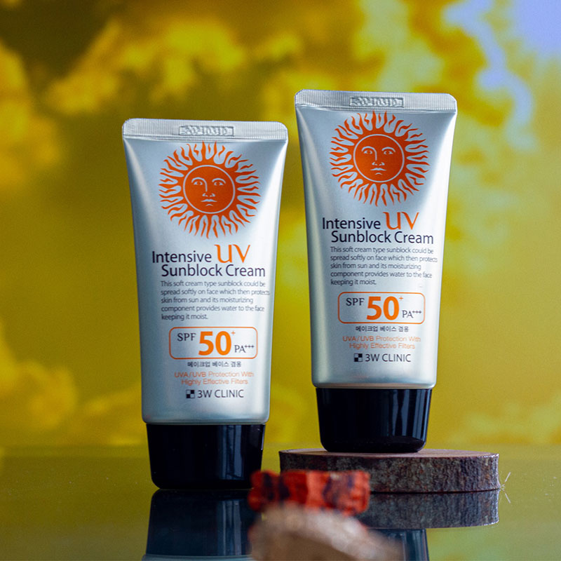 3W Clinic Intensive UV Sunblock Cream SPF50 Pa+++ 70ml | For Make up Base Use Also. 