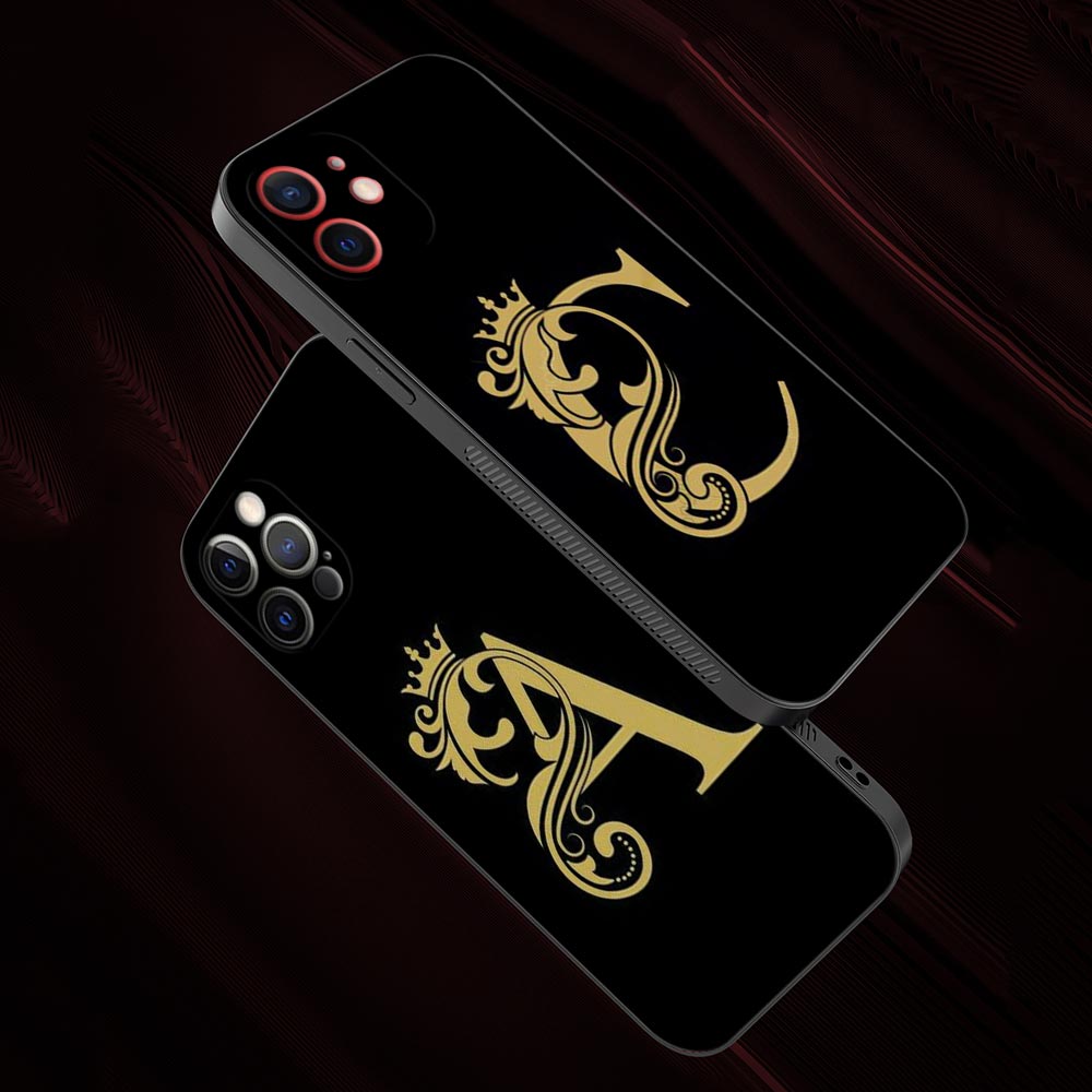 Luxury Gold Royal Crown Letter A-Z Phone Case For Apple iPhone 15 14 13 12 11 Pro Max 15Plus 14Plus 13Mini XS XR X 7 8 Funda. 