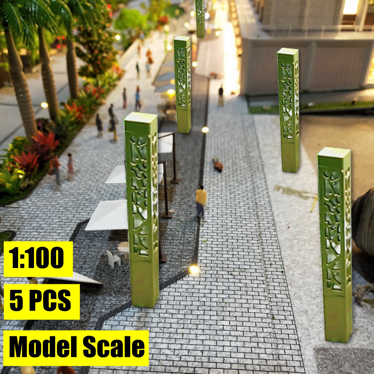 Interesting 5pcs Model Street Light Lamp Lamppost 1:100 HO Scale Garden Railway Layout Train. 