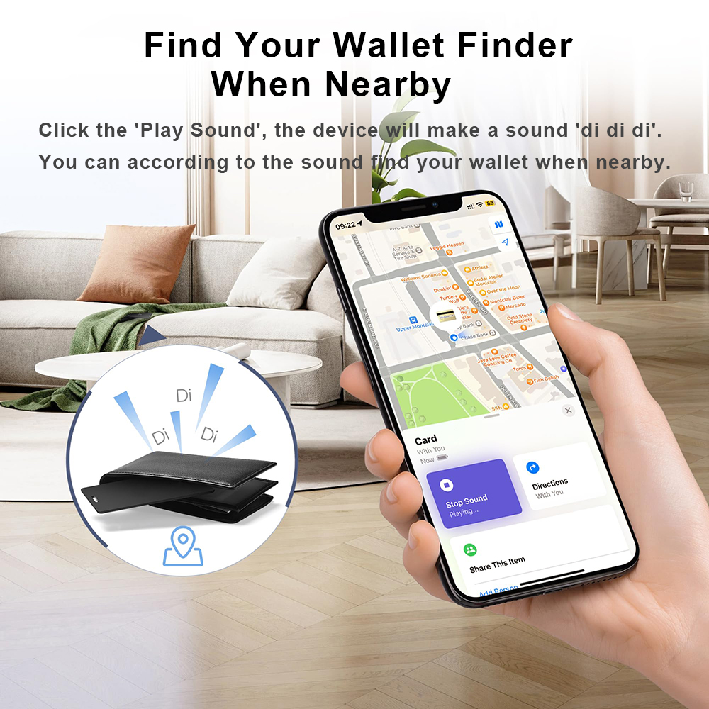Anti-lost Smart Card Wallet Tracker Card Location Tracking Smart Tag Works with Apple Find My App Slim Item Finder Rechargeable. 