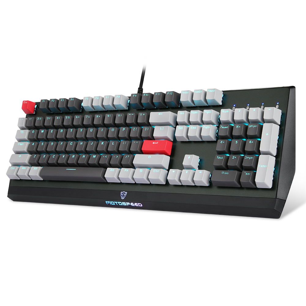 Motospeed CK74 104 Keys Wired Gaming Keyboard Monochrome Optical Axis Mechanical Keyboard Support N-key Rollover. 