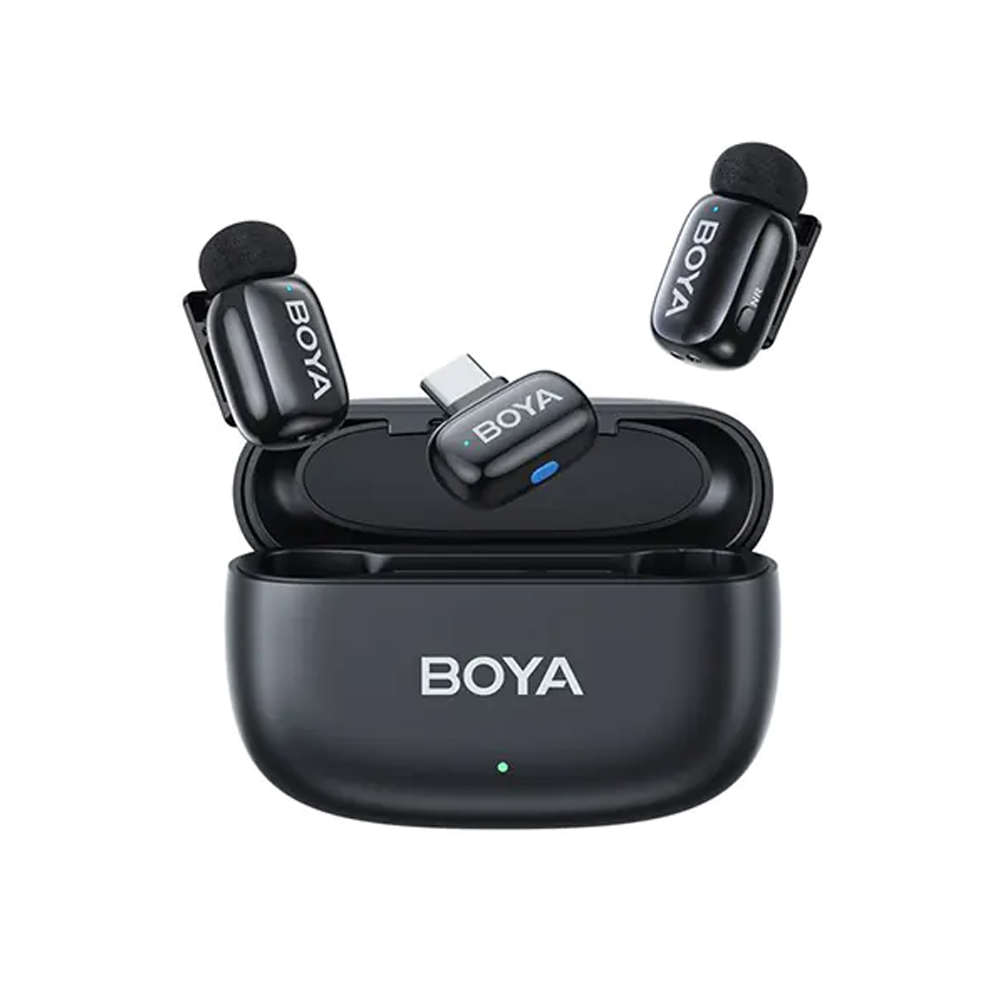 BOYA Mini-14 Wireless Microphone for Android - Black - MIC ≤ 5 g Thumb-Sized- Noise Cancellation & 3-Level Voice Changer - Studio-Quality Sound - 30-Hour Battery Life - Plug and Play, Auto Pairing. 