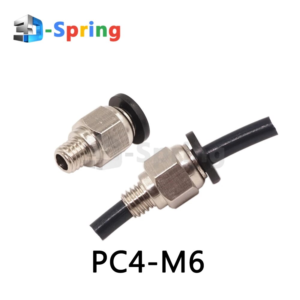 【YIYANGMAOYI111】PC4-M6 Pneumatic Fittings PC4 M6 3.2mm 3.7mm 4.3mm Bore PC4-M5 for 4mm Tube PTFE Quick for 3D Printer Extuder