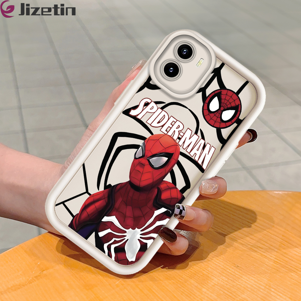 Jizetin for Vivo Y15S Y15A Y15C Y01A Y01 Back Cover Spider Superman Ladder Camera Soft Rubber Mobile Phone Case