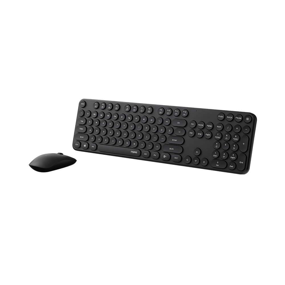 Rapoo X260S 2.4G Wireless Optical Mouse & Keyboard Combo Round keycaps with chocolate keys 1000DPI tracking engine Up to 12 months battery life. 