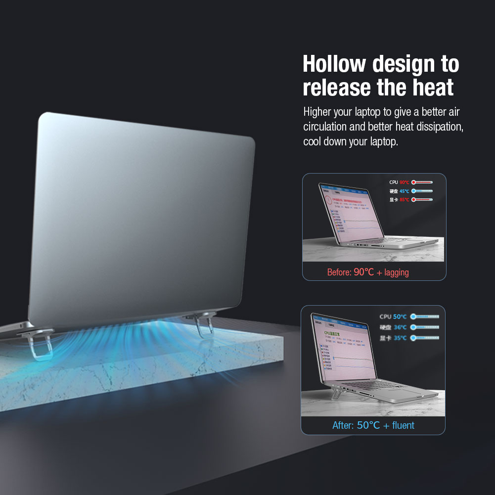 Nillkin Mini Hide Laptop Stand for Three Adjustable Angle Stand Universal Holder Notebook Accelerates Heat Dissipationel. 