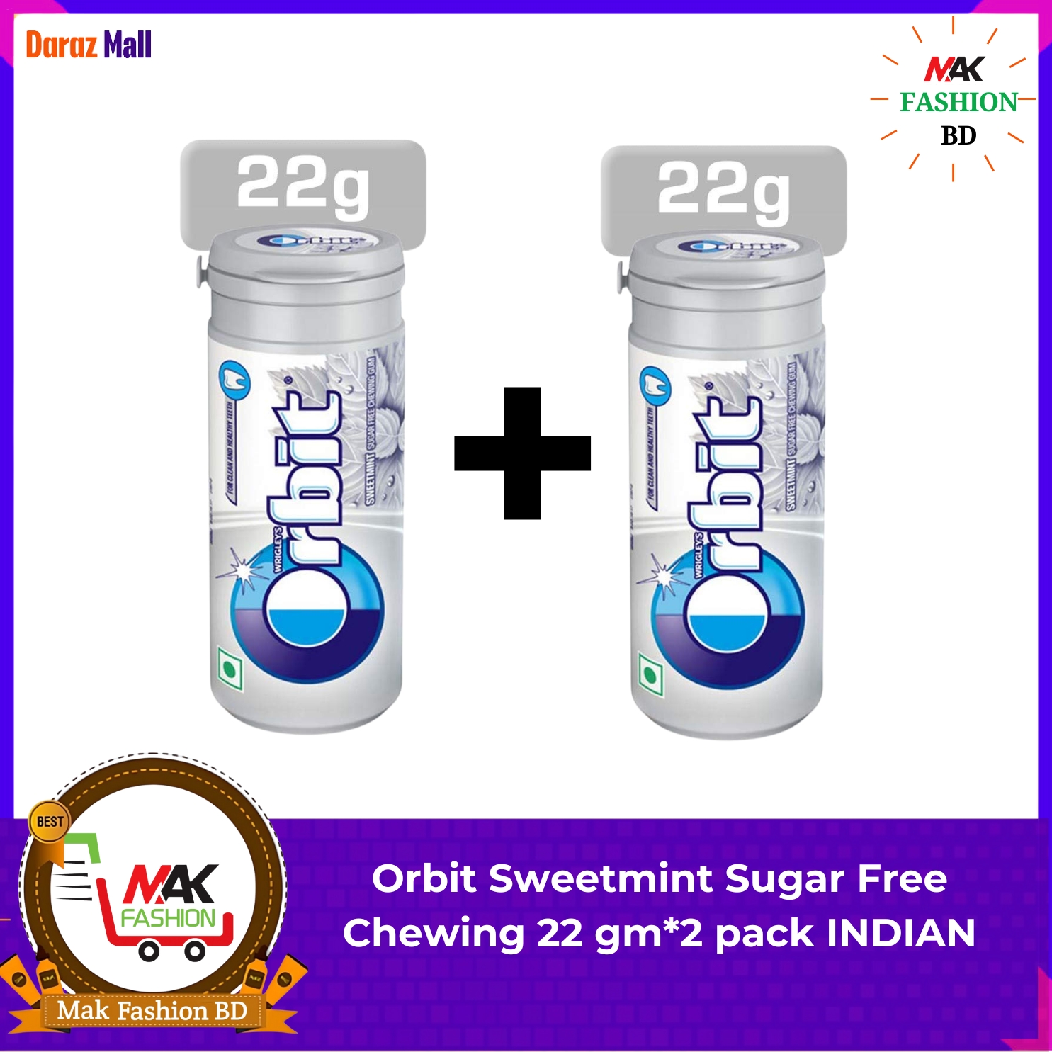 Orbit Sweetmint Sugar Free Chewing 22 gm*2 pack INDIAN