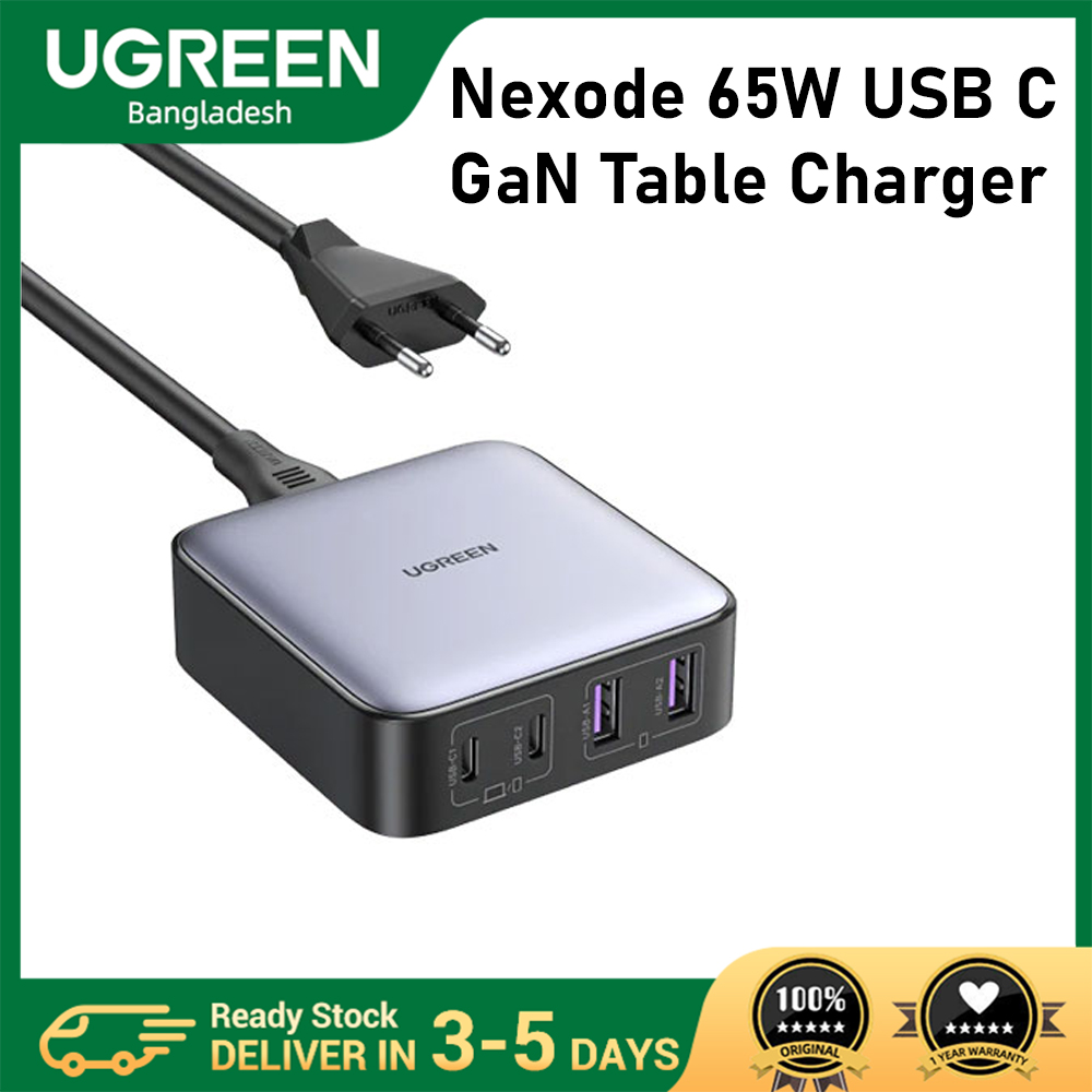 UGREEN CD327 (90747) Nexode 65W USB C GaN Table Charger -  Nexode 65 W desk charger - Multi-Port, More Option - Ugreen tech for charging protection - One Nexode for everything