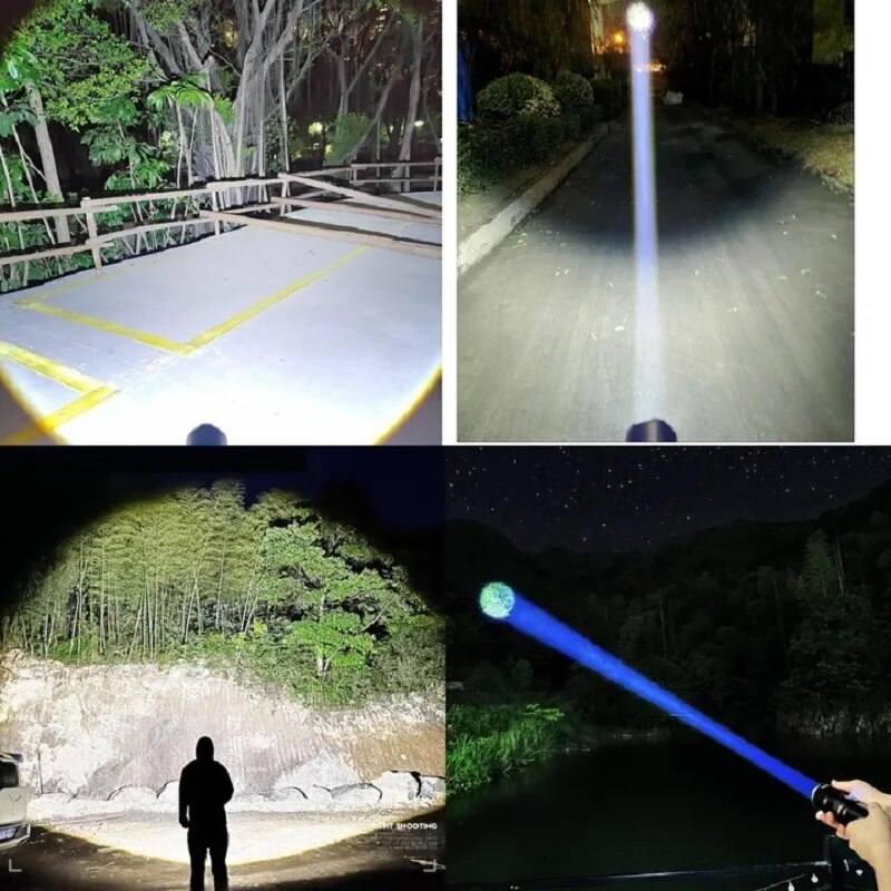 200000lm Powerful LED Flashlight Super Bright 80W Torch Type-c Rechargeable Flash Light High Power Camping Lamp Tactical Lantern. 