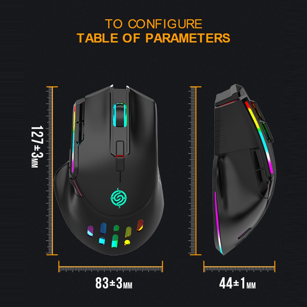 BM-520 2.4G Wireless Mouse 10 Buttons 3200 DPI Adjustable Mice for Computer PC Gaming 2.4G Wireless Rechargeable Mouse. 
