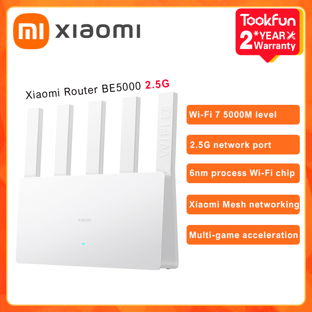 NEW Xiaomi Router BE5000 Wi-Fi 7 2.4/5GHz Dual-Frequency Mesh 2.5G High-Speed Network Port IPTV OFDMA Signal Amplifier Mi Home