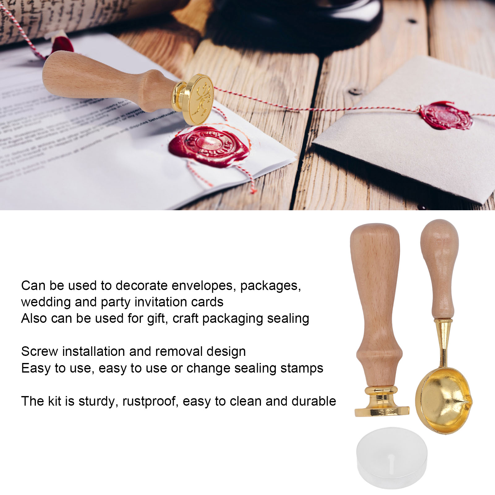Letter Sealing Wax Kit, Clear Pattern Wax Stamp Kit for Invitation for Party. 