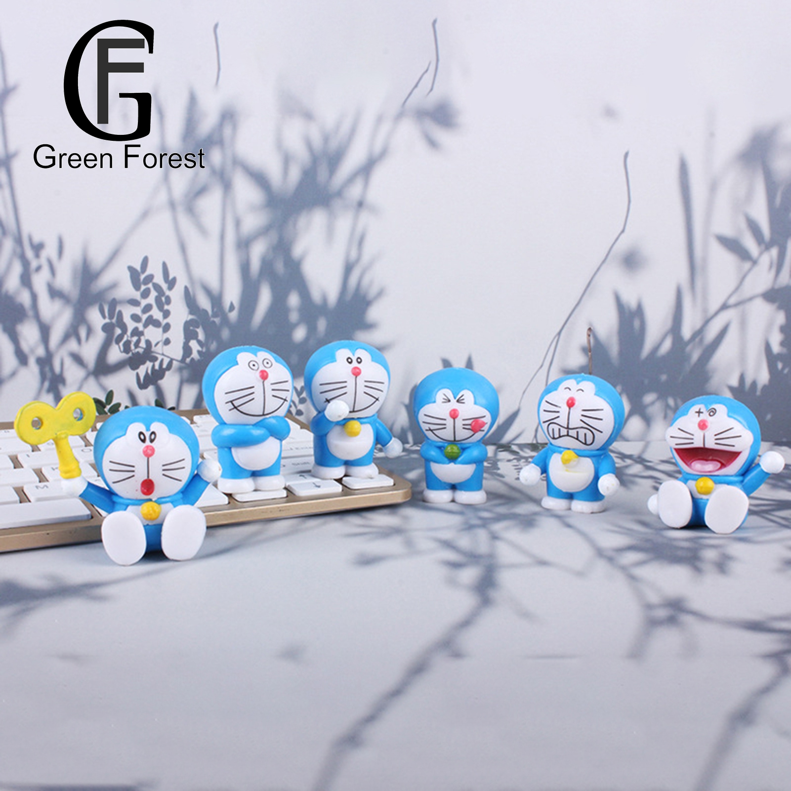Green forest 6Pcs/Set Action Figurine Six Styles Colorful Wing Design Anime Doraemon Model Toy for Home. 