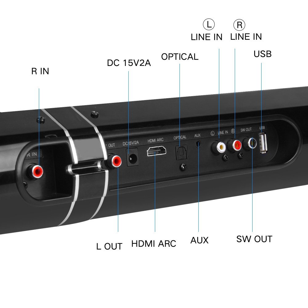 LP1807 Wireless Bluetooth Speaker, Support AUX / Optical / HDMI ARC / RCA / Subwoofer / USB. 