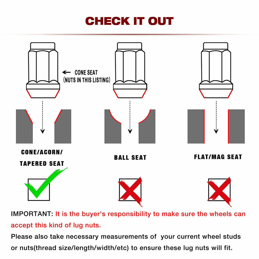 20Pcs Lug Nuts Bulge Acorn 12x1.5 Chrome Wheel Nut Replacement for F-ord F-usion F-ocus E-scape. 