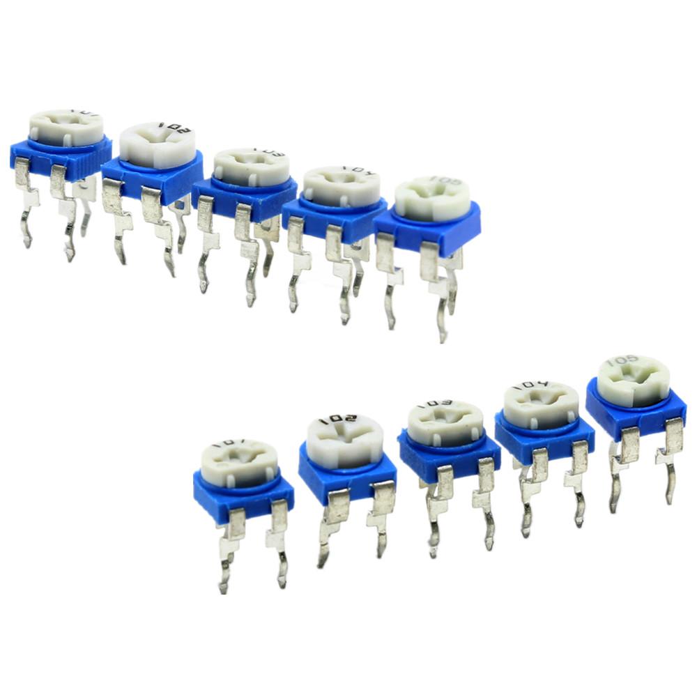 5Pcs RM065 RM-065 VR 500 Ohm 501 Trimmer Trim Pot 500 Ohm 501 Trimpot Potentiometer Variable Resistor Top Adjustment Single Turn 6mm V/R Breadboard Friendly. 