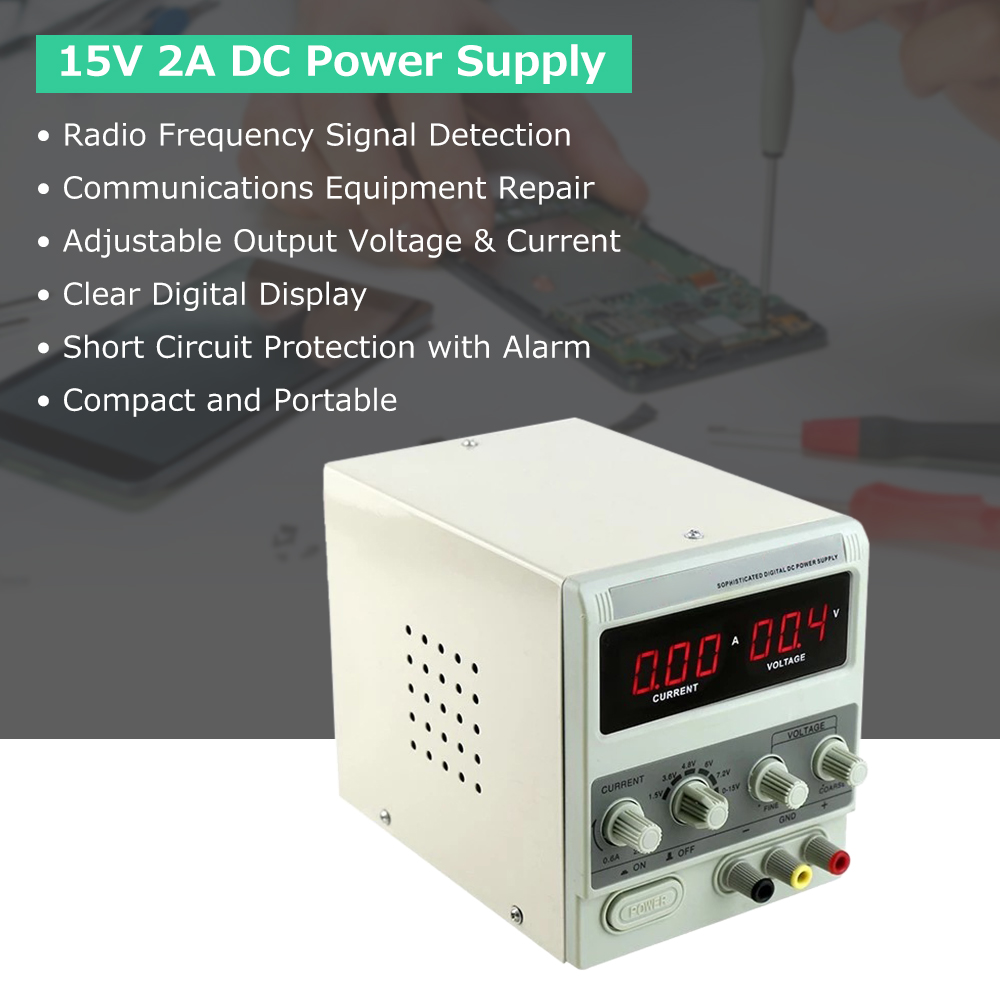 BK-1502DD DC Power Supply Variable 15V 2A Digital Display Adjustable Switching Regulated Power Supply For Mobile Repair 1502DD Power Supply Adapters. 