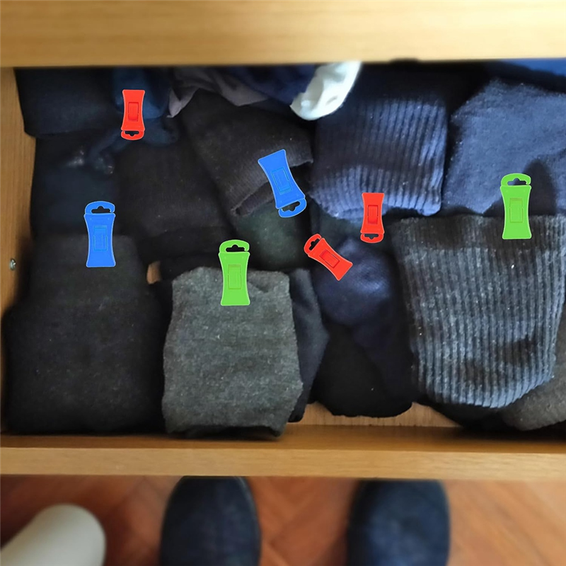 60 Sock Clips for Washing Machine and Dryer, Sock Clips with Hooks,Sock Holder Washing Machine, Directly Into the Drawer Durable. 